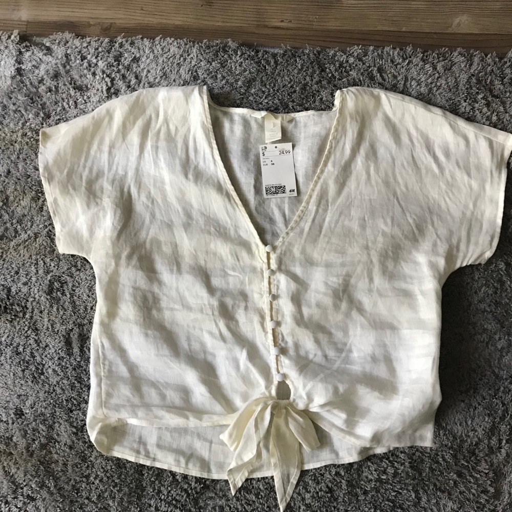 Never Been Worn: H&M Cream Linen Top